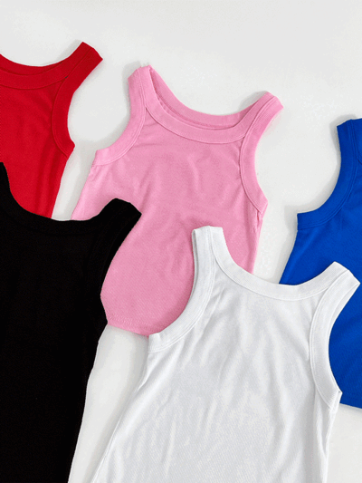 핑블 무지 베이직 기본 슬림핏 크롭 민소매 나시 티셔츠 5color