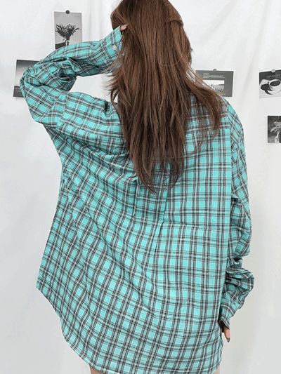 캔디 체크 비비드 컬러 남녀공용 오버핏 루즈핏 셔츠 3color