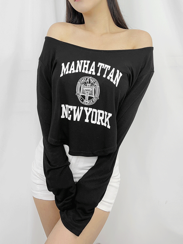 맨하탄 뉴욕 프린팅 굴림 루즈 오버핏 여리여리 크롭티셔츠 3color